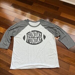 Gray and White 'Sunday Funday' Raglan Tee